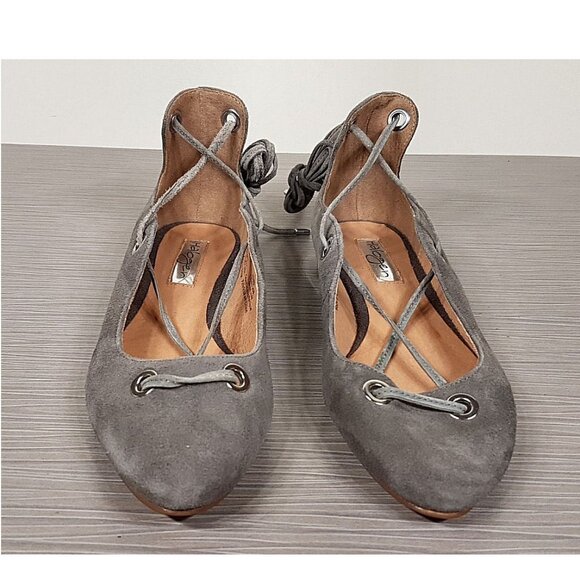 Halogen Nella Ghillie Flat, Grey Kid Leather, Womens Size 5.5 & 8.5 - Picture 3 of 10